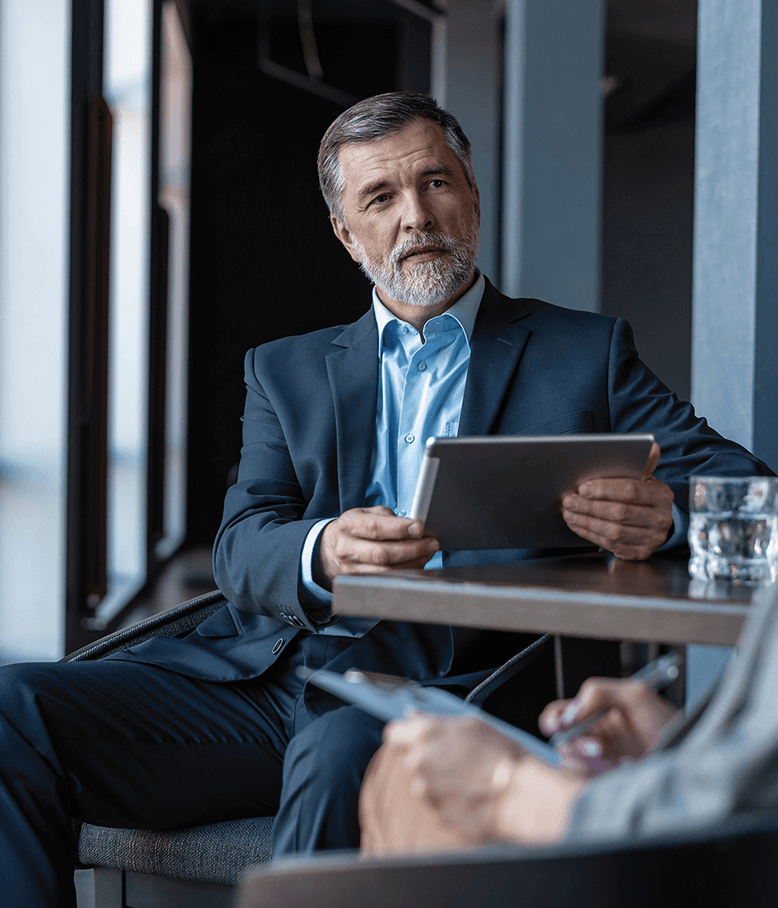 Business man holding a tablet