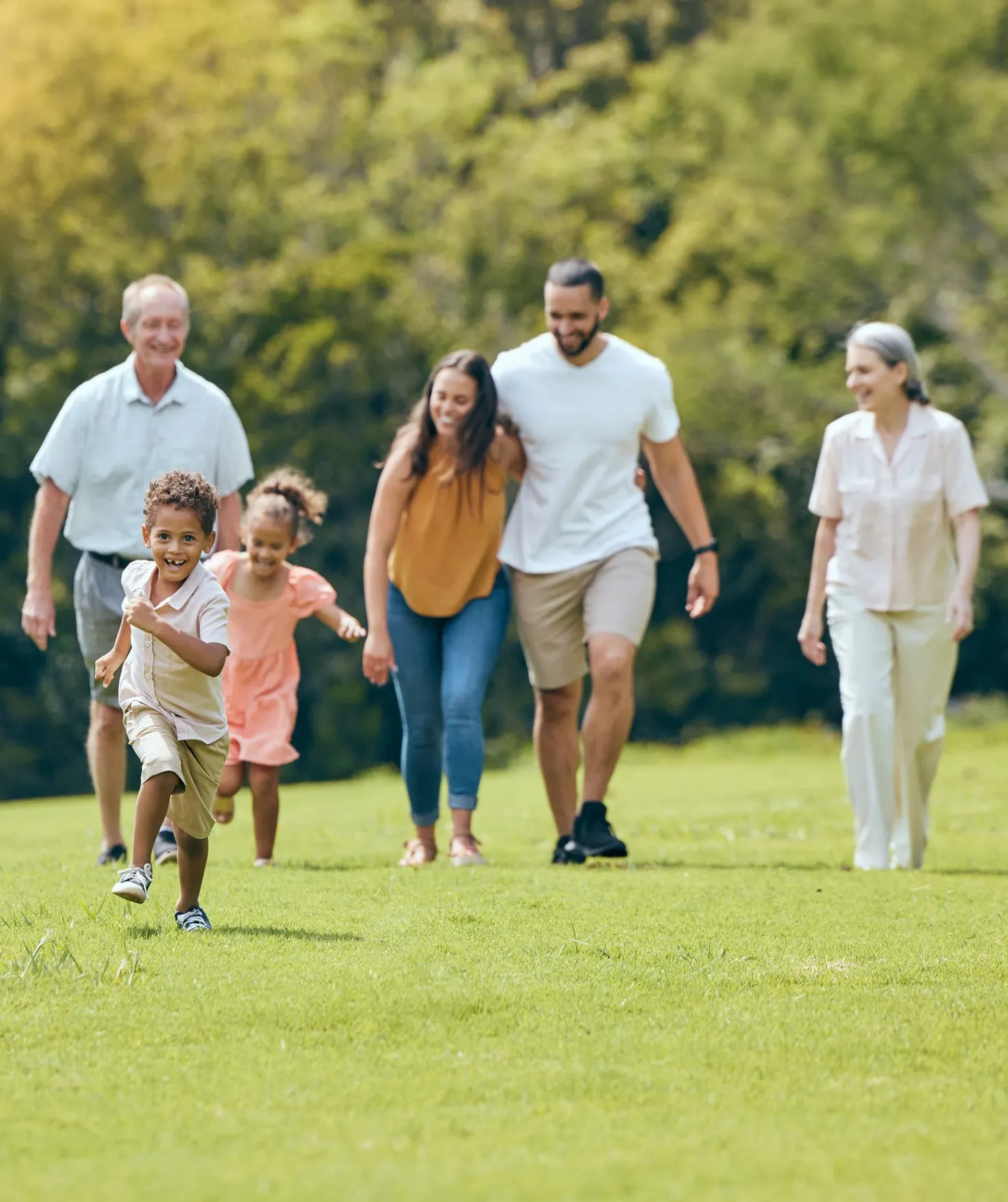 Family walking in the park